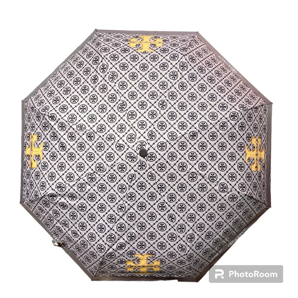 ❤️❤️❤️Tory Burch folding umbrella, grey/yellow/black NEW❤️❤️❤️